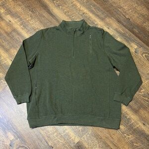 ScotteVest 1/4 Zip Pullover Sweater Mens XL Green Travel Pockets Hike Outdoor